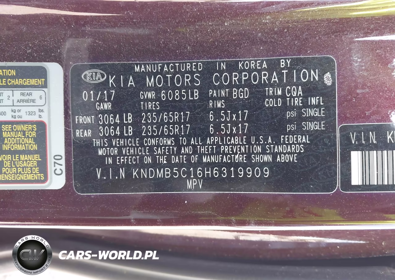 2017 Kia Sedona Lx VIN:KNDMB5C16H6319909 - 9