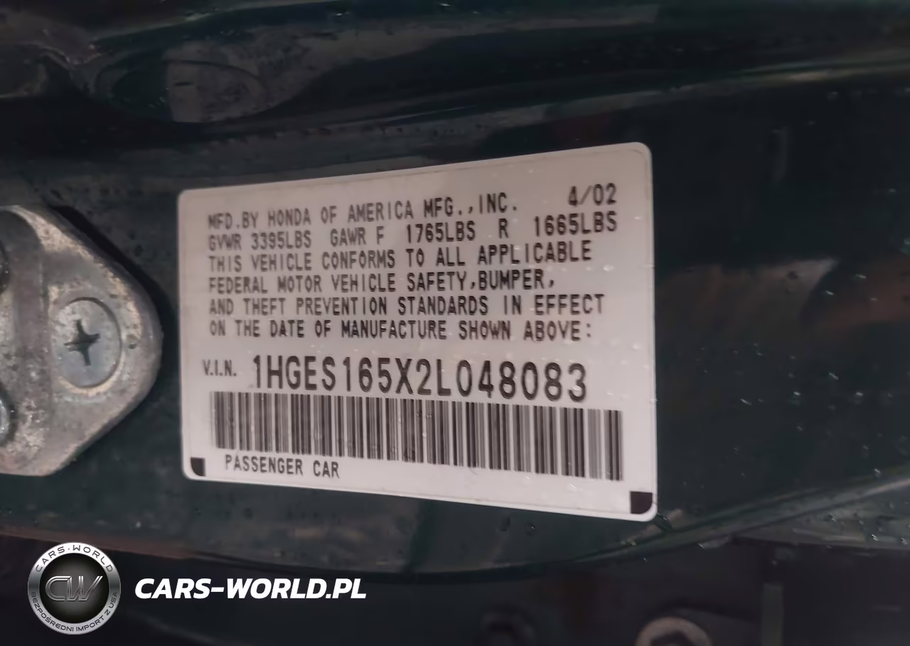 2002 Honda Civic Lx VIN:1HGES165X2L048083 - 9