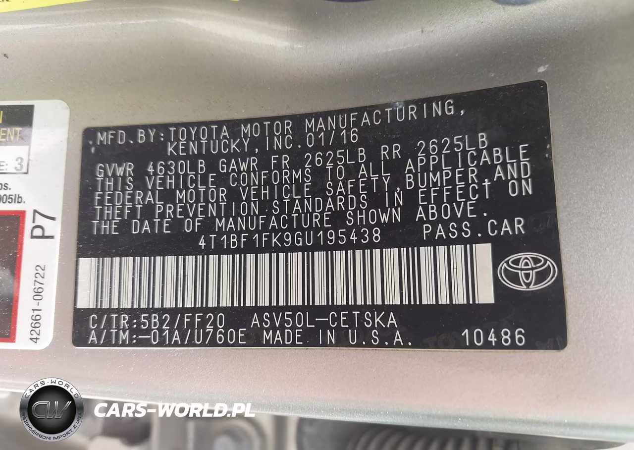 2016 Toyota Camry Se VIN:4T1BF1FK9GU195438 - 9