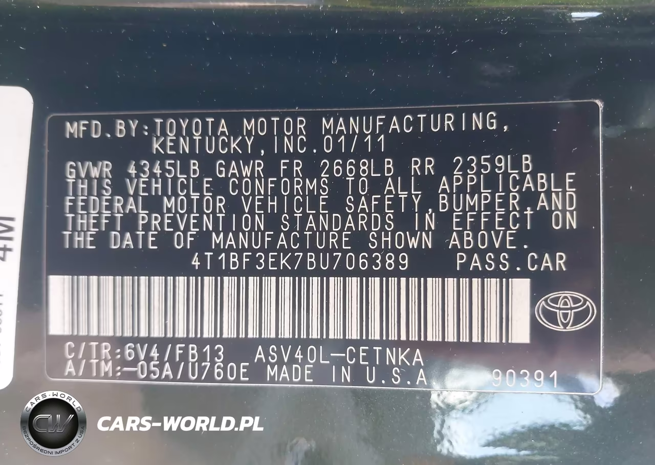 2011 Toyota Camry Le VIN:4T1BF3EK7BU706389 - 9