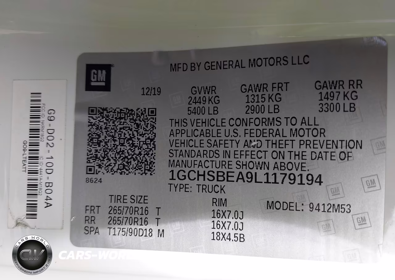 2020 Chevrolet Colorado 2Wd Long Box Wt VIN:1GCHSBEA9L1179194 - 9