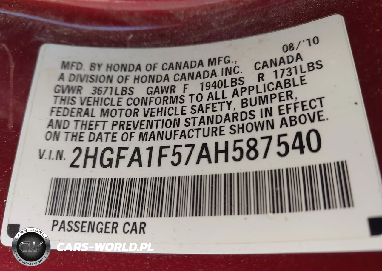 2010 Honda Civic Lx VIN:2HGFA1F57AH587540 - 9