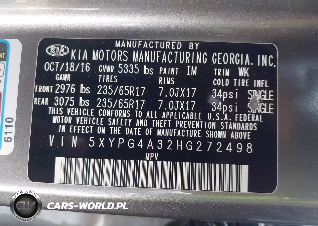 2017 Kia Sorento 2.4L Lx VIN:5XYPG4A32HG272498 - 9