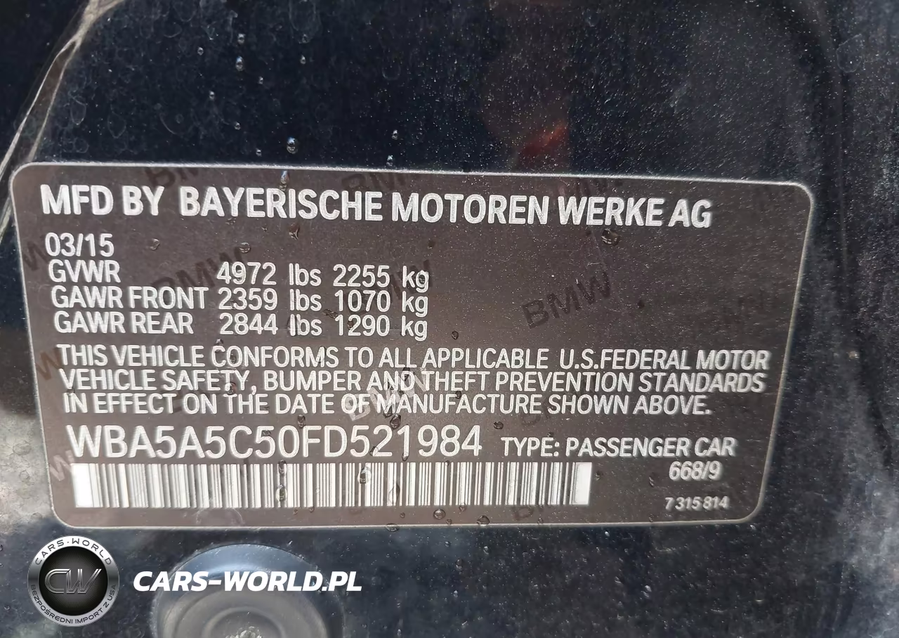 2015 BMW 528I VIN:WBA5A5C50FD521984 - 9