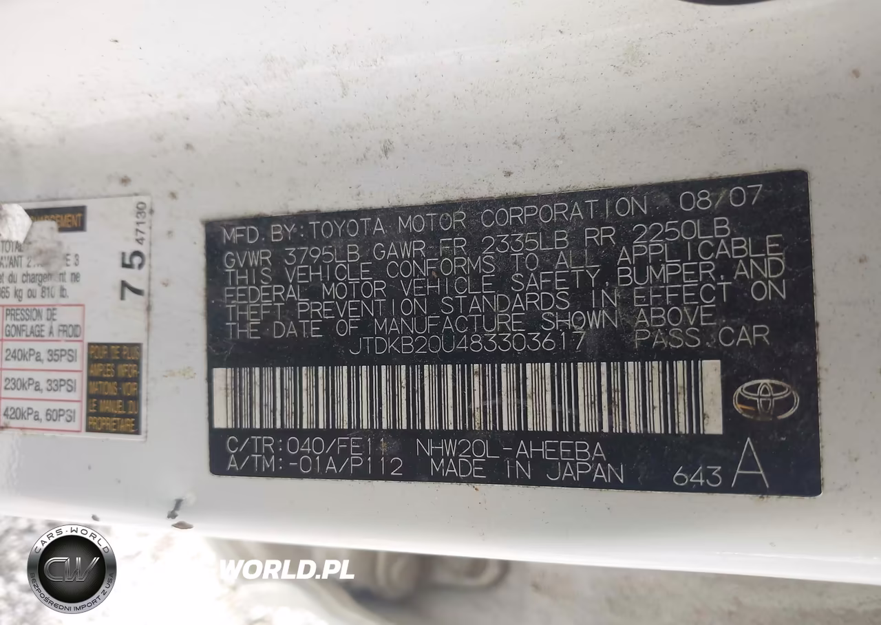 2008 Toyota Prius VIN:JTDKB20U483303617 - 9