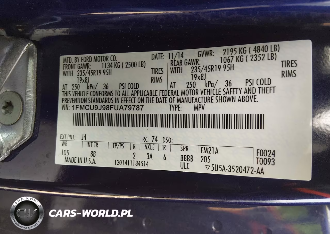 2015 Ford Escape Titanium VIN:1FMCU9J98FUA79787 - 9