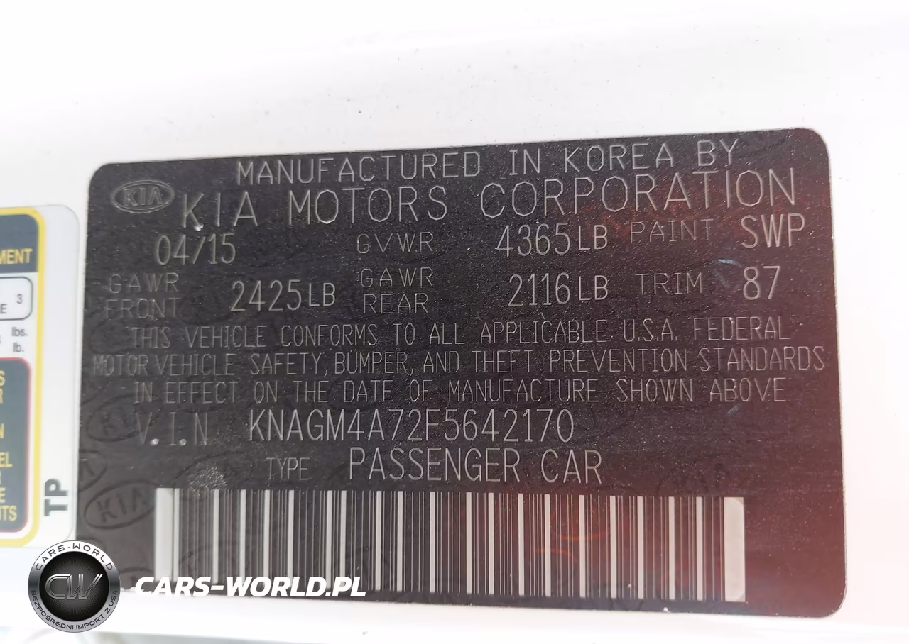 2015 Kia Optima Lx VIN:KNAGM4A72F5642170 - 9