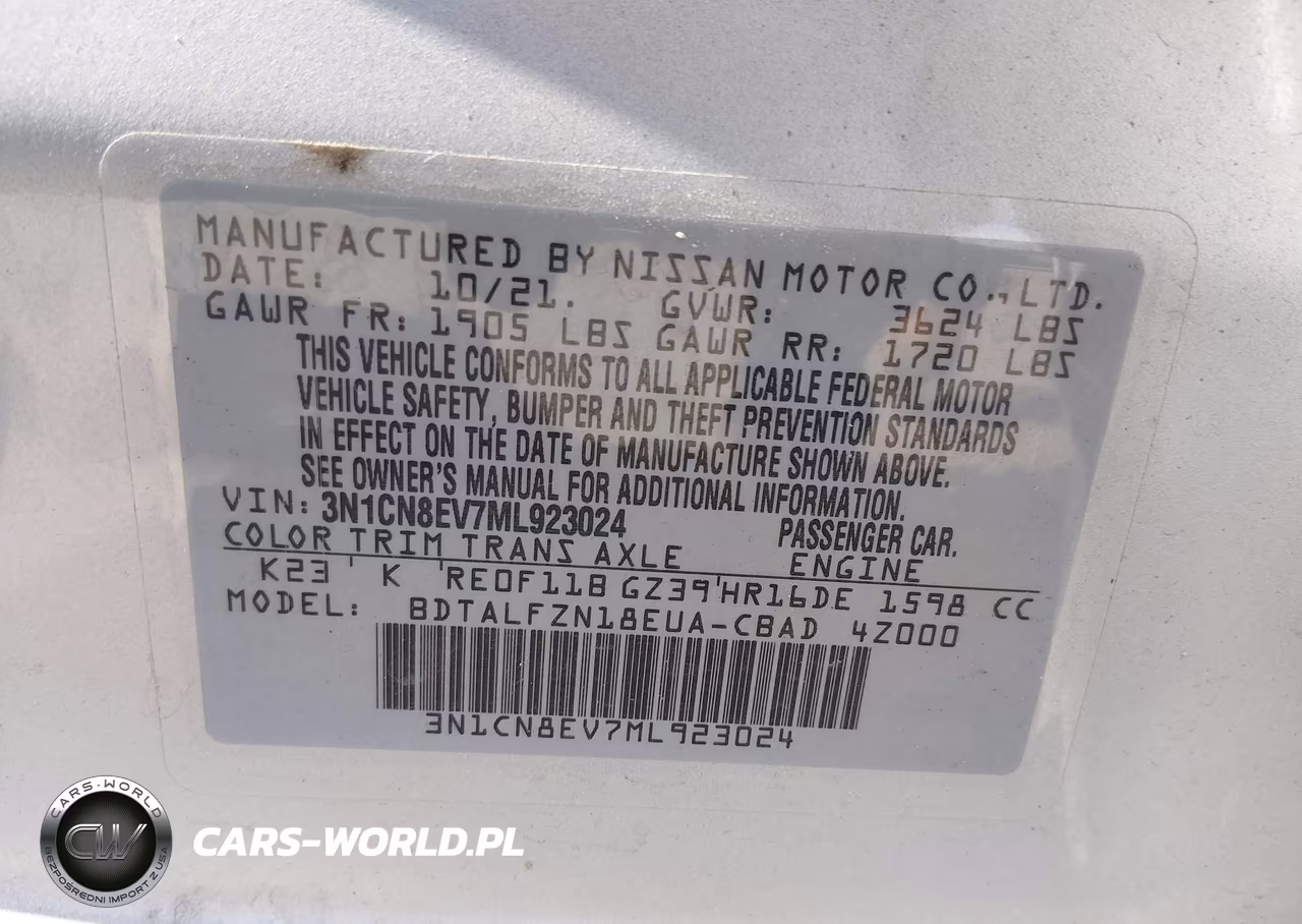 2021 Nissan Versa Sv Xtronic Cvt VIN:3N1CN8EV7ML923024 - 9
