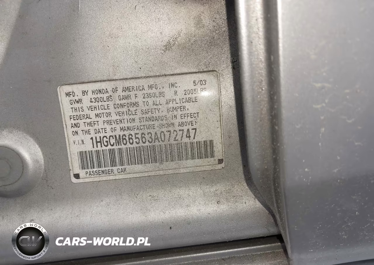 2003 Honda Accord 3.0 Ex VIN:1HGCM66563A072747 - 9