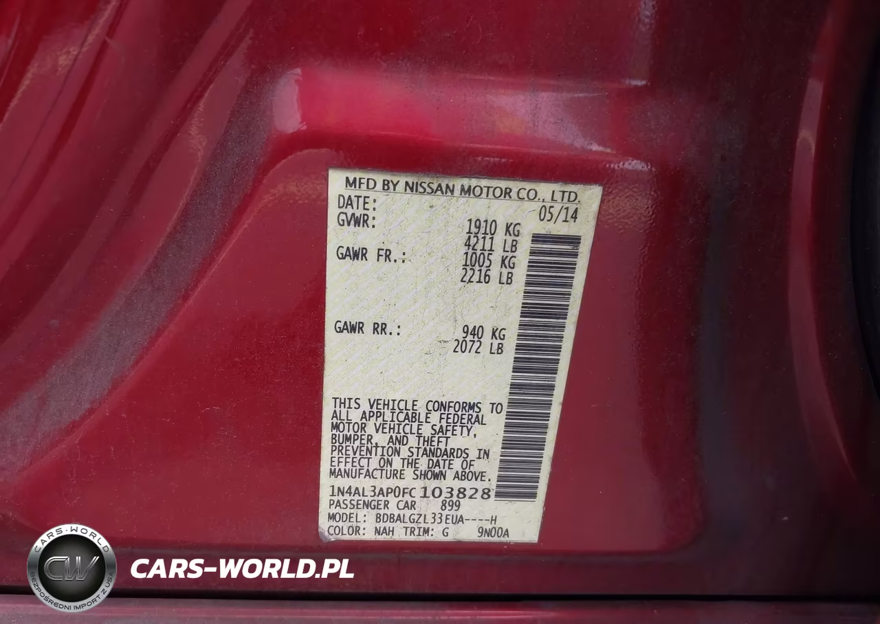 2015 Nissan Altima 2.5 S VIN:1N4AL3AP0FC103828 - 9