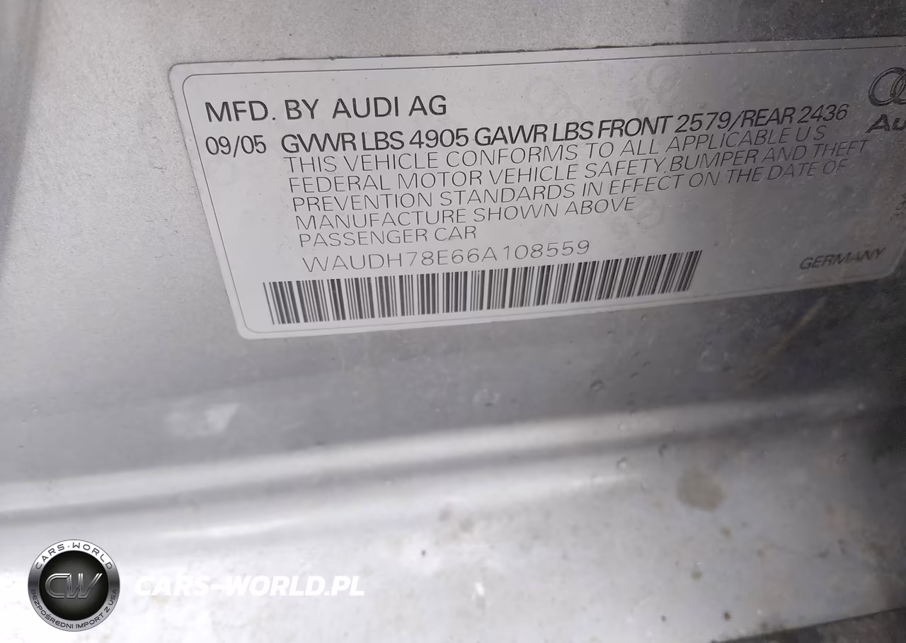 2006 Audi A4 3.2 VIN:WAUDH78E66A108559 - 9