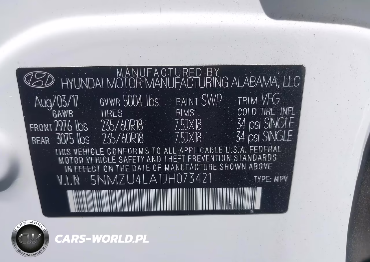 2018 Hyundai Santa Fe Sport 2.0T VIN:5NMZU4LA1JH073421 - 9