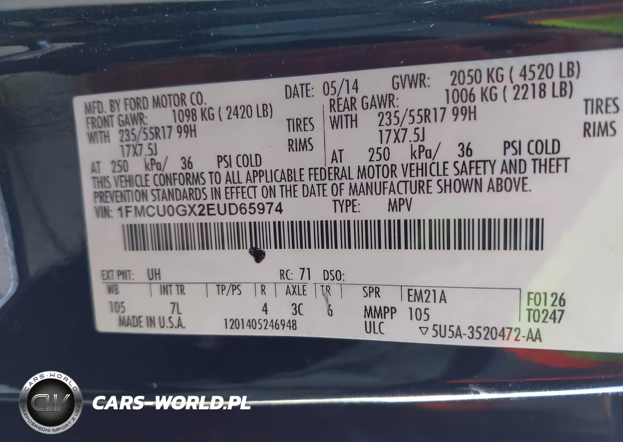 2014 Ford Escape Se VIN:1FMCU0GX2EUD65974 - 9