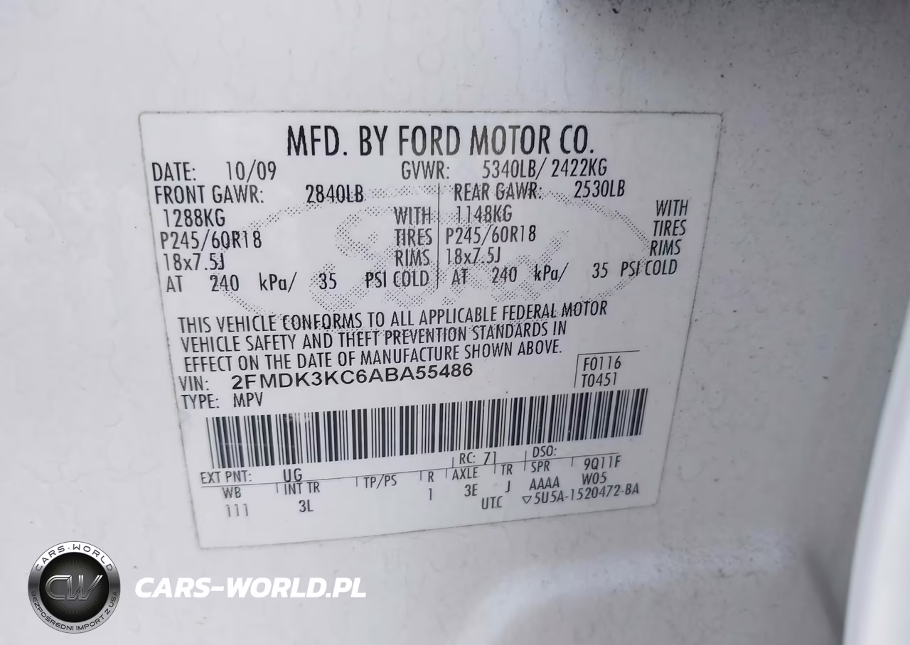 2010 Ford Edge Limited VIN:2FMDK3KC6ABA55486 - 9