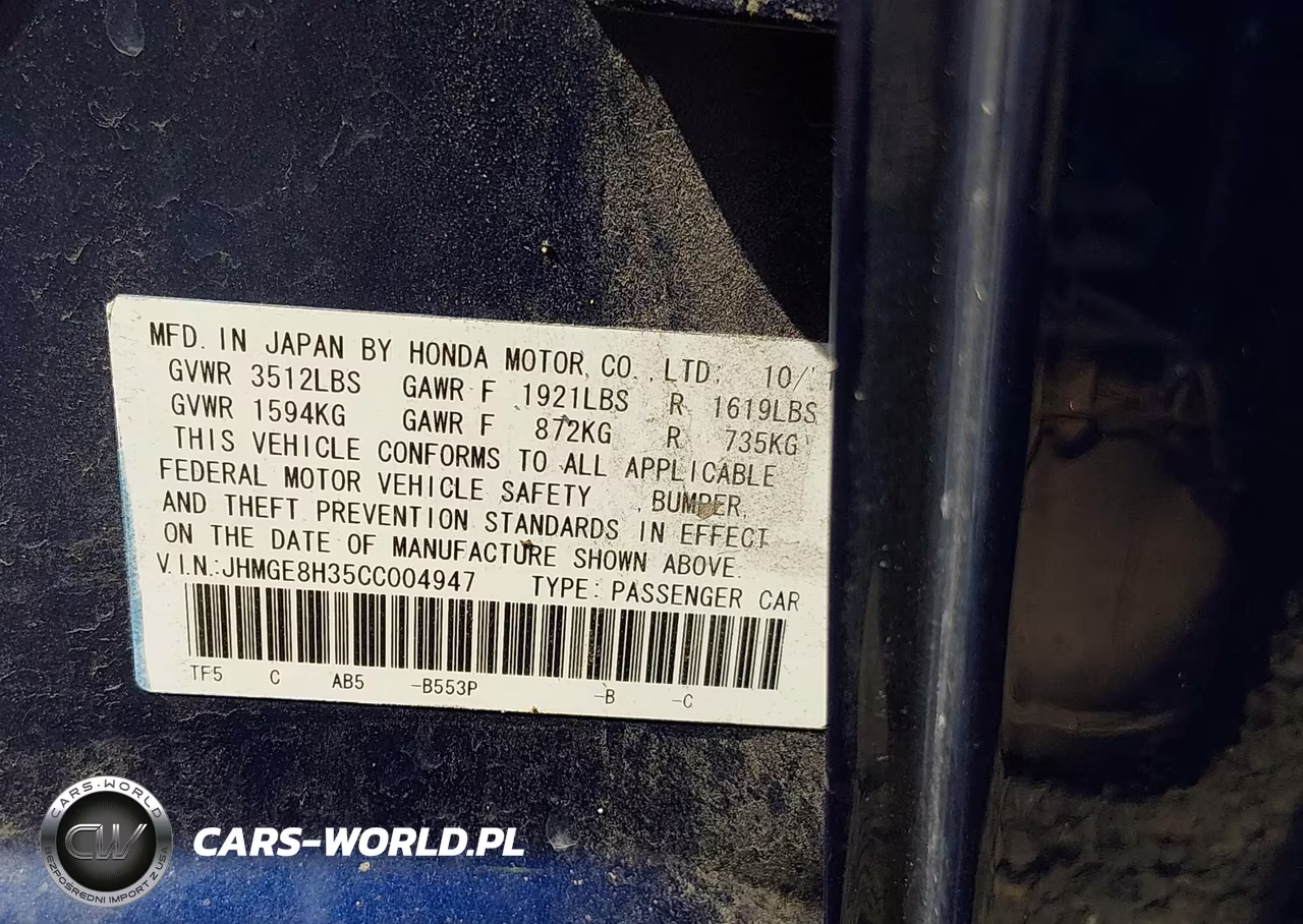 2012 Honda Fit VIN:JHMGE8H35CC004947 - 9