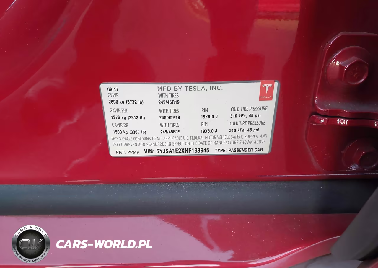 2017 Tesla Model S 100D-60D-75D-90D-P100D VIN:5YJSA1E2XHF198945 - 9