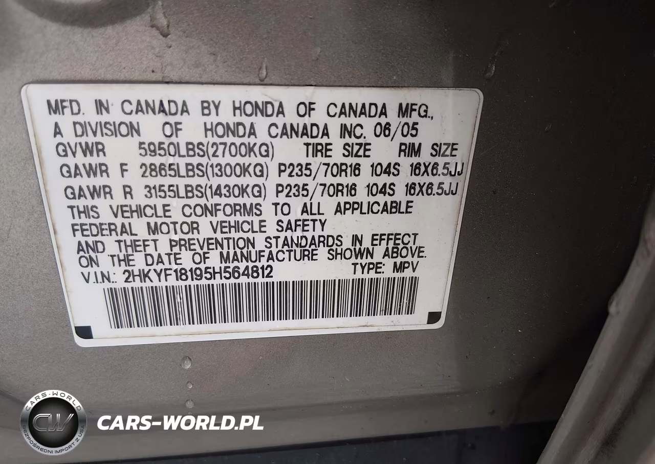 2005 Honda Pilot Lx VIN:2HKYF18195H564812 - 9