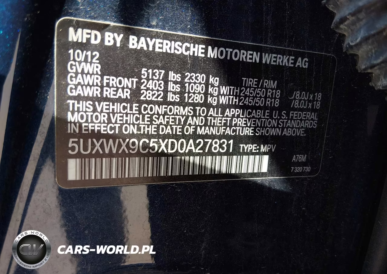 2013 BMW X3 xDrive28I VIN:5UXWX9C5XD0A27831 - 9