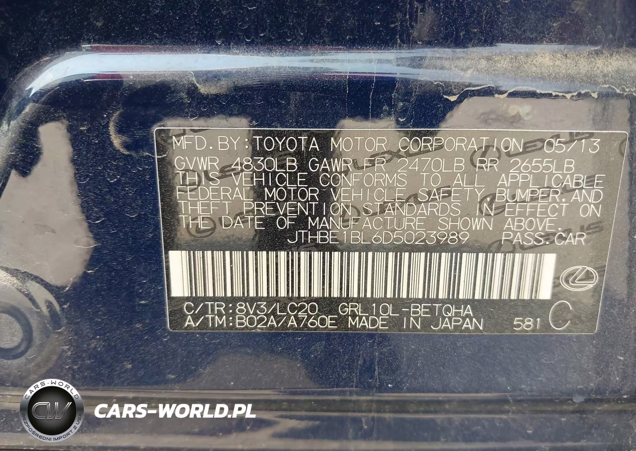 2013 Lexus Gs 350 VIN:JTHBE1BL6D5023989 - 9