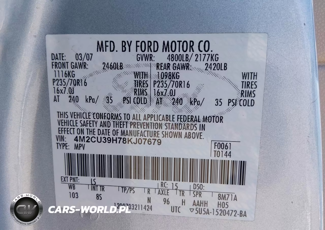 2008 Mercury Mariner Hybrid VIN:4M2CU39H78KJ07679 - 9