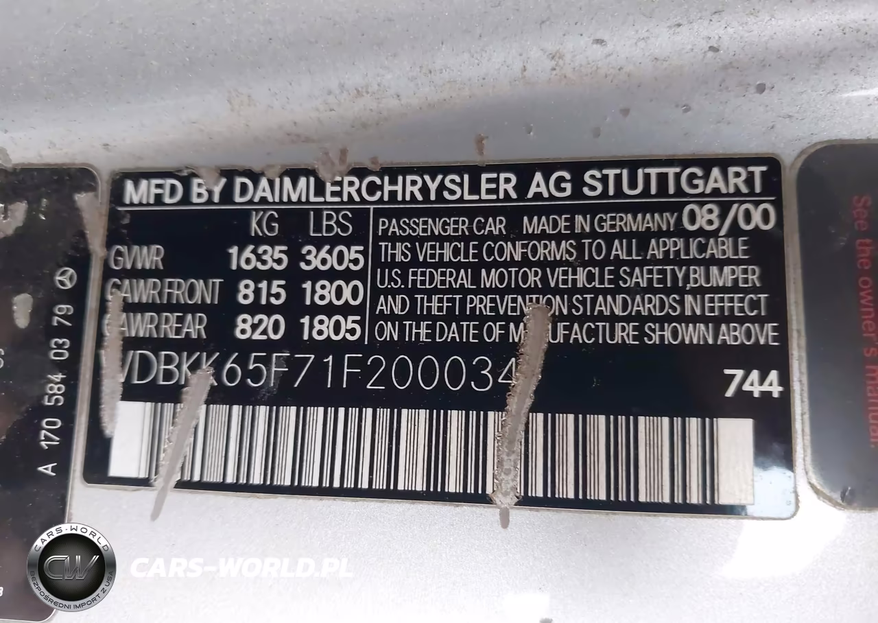 2001 Mercedes-Benz Slk 320 VIN:WDBKK65F71F200034 - 9