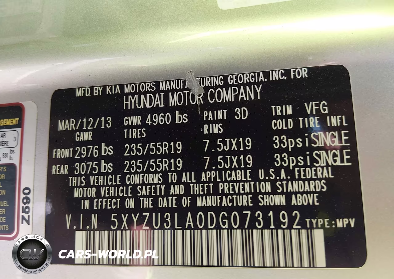2013 Hyundai Santa Fe Sport 2.0T VIN:5XYZU3LA0DG073192 - 9
