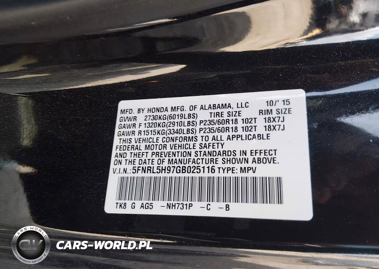 2016 Honda Odyssey Touring-Touring Elite VIN:5FNRL5H97GB025116 - 9