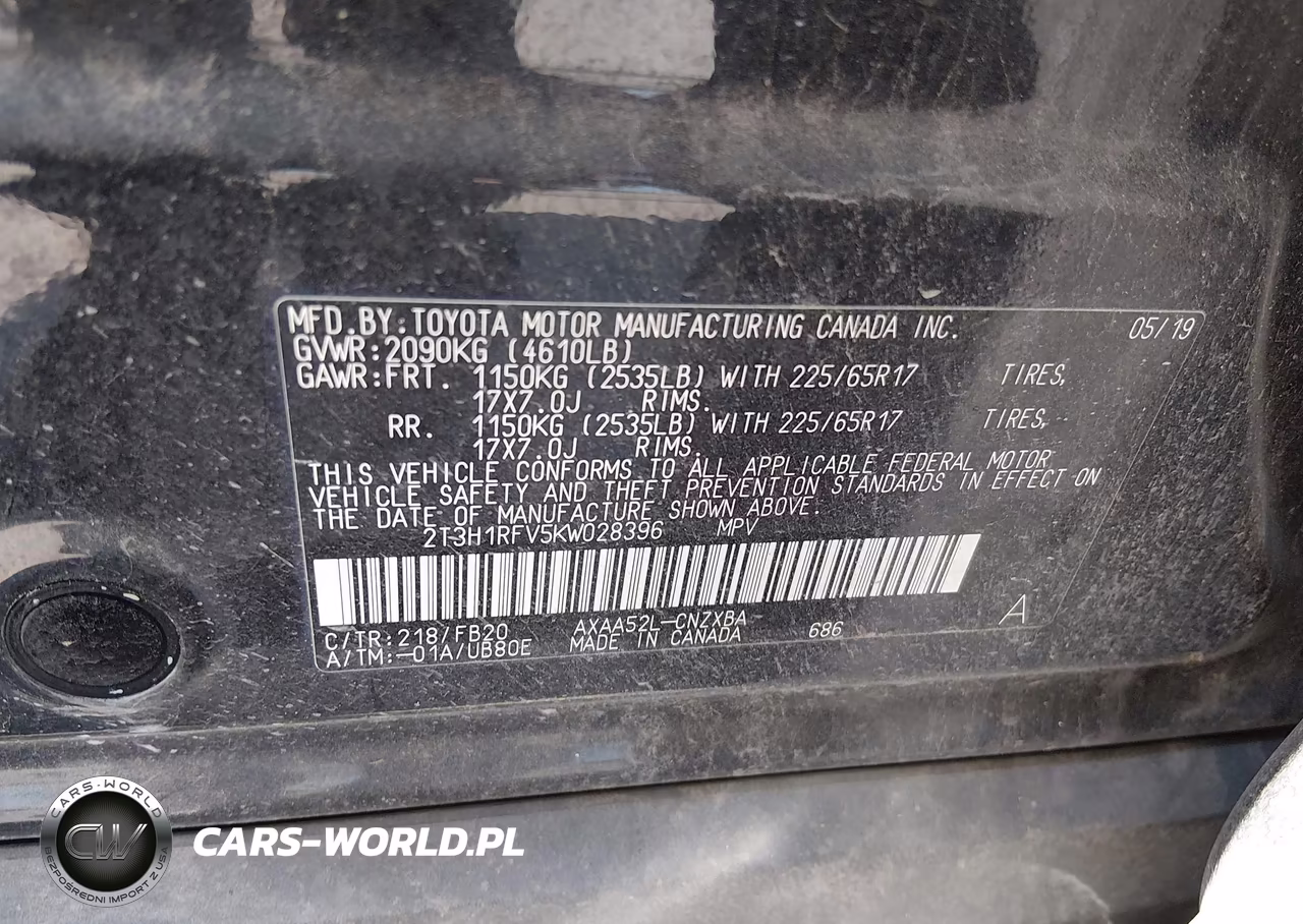 2019 Toyota Rav4 Le VIN:2T3H1RFV5KW028396 - 9