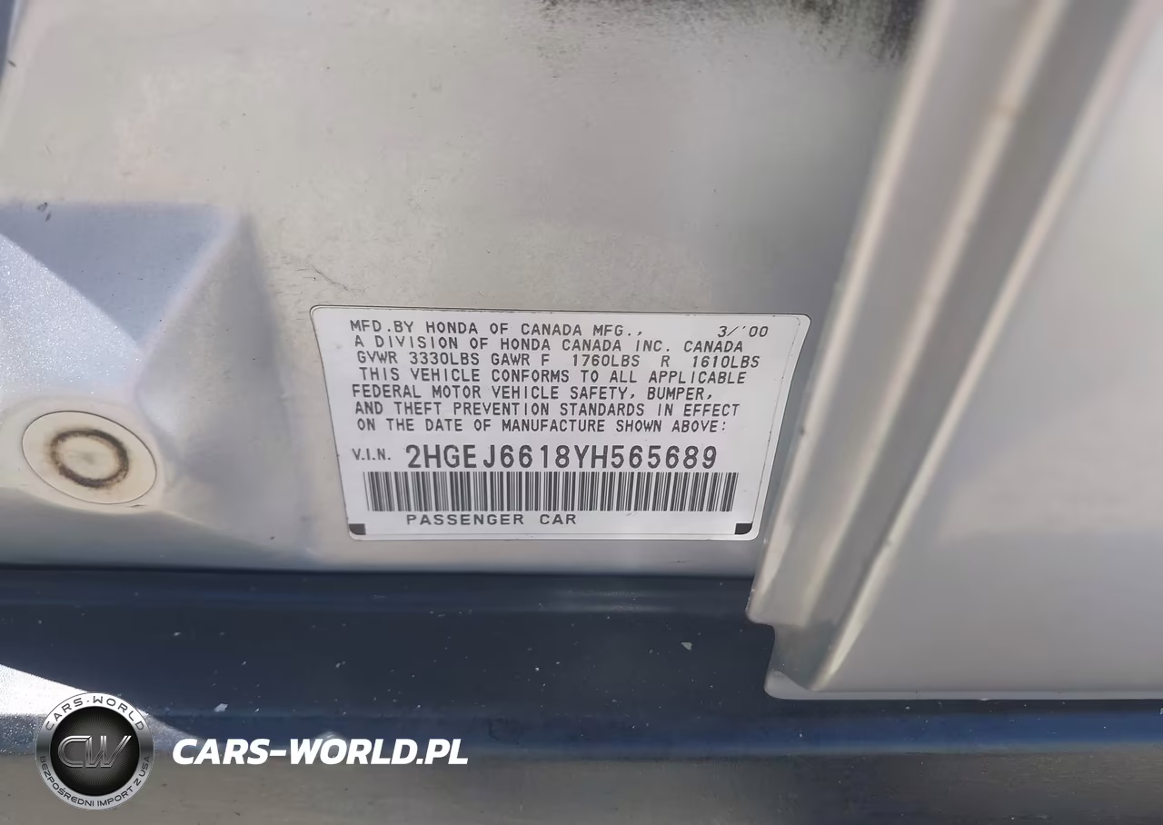 2000 Honda Civic Value Package VIN:2HGEJ6618YH565689 - 9
