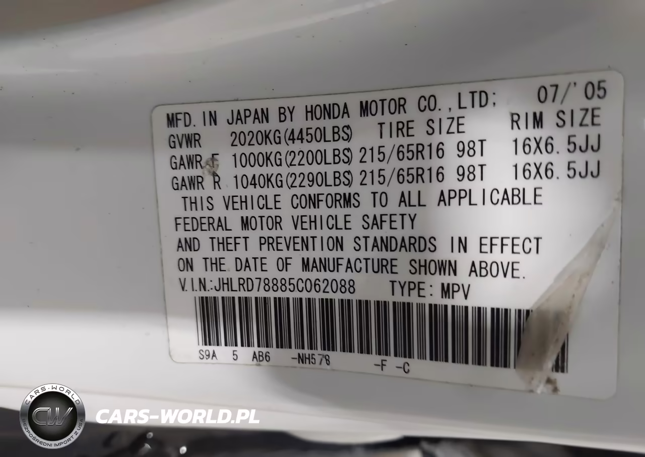 2005 Honda Cr-V Ex VIN:JHLRD78885C062088 - 9