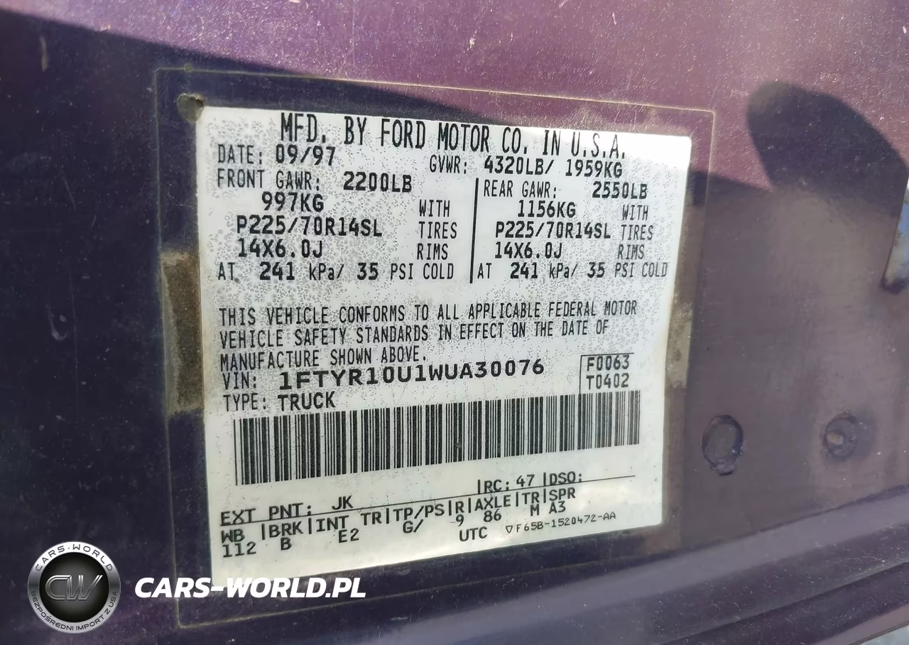 1998 Ford Ranger Splash-Xl-Xlt VIN:1FTYR10U1WUA30076 - 9