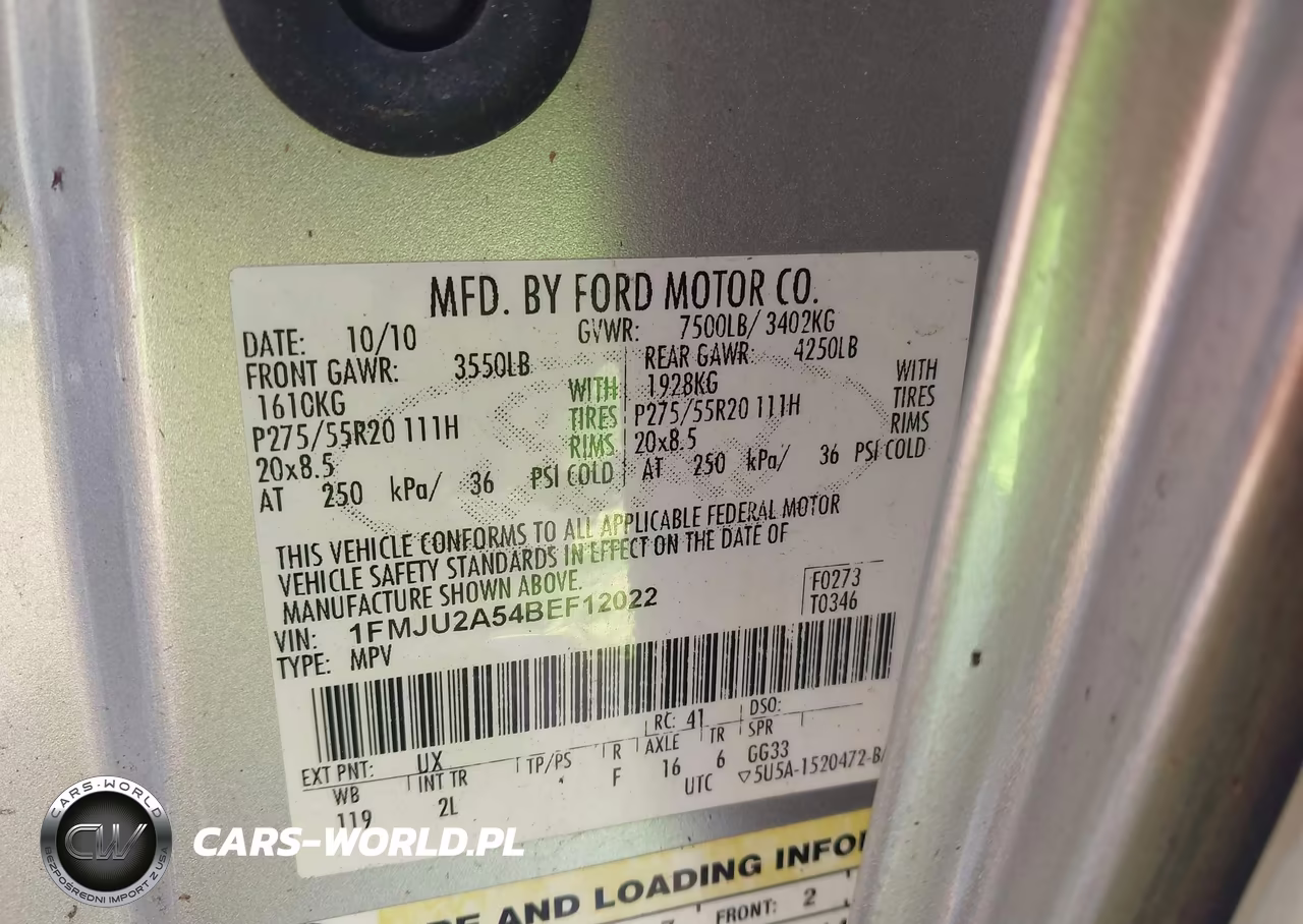 2011 Ford Expedition Limited VIN:1FMJU2A54BEF12022 - 9