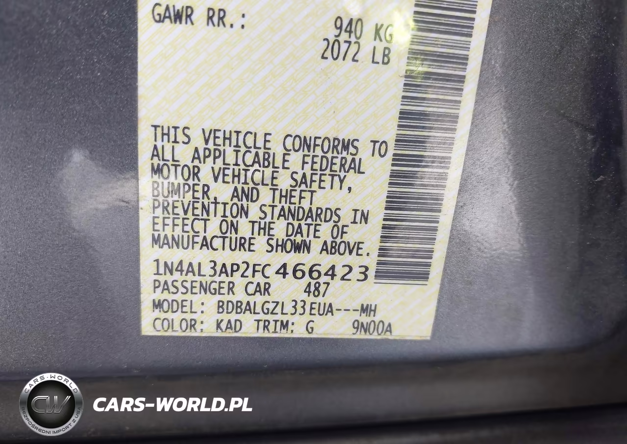 2015 Nissan Altima 2.5 S VIN:1N4AL3AP2FC466423 - 9