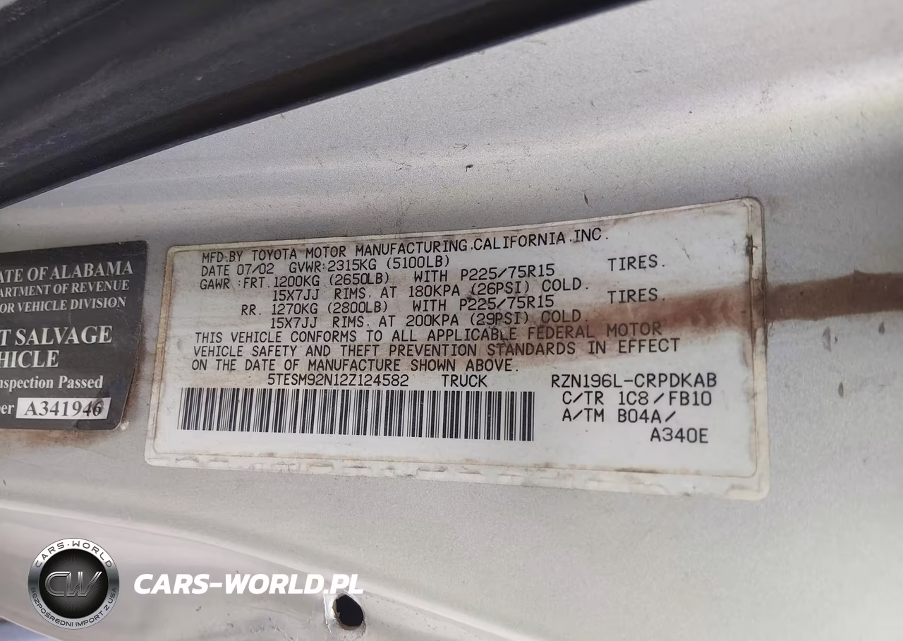 2002 Toyota Tacoma Prerunner VIN:5TESM92N12Z124582 - 9