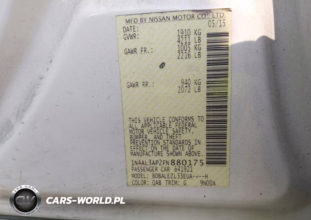 2015 Nissan Altima 2.5 S VIN:1N4AL3AP2FN880175 - 9
