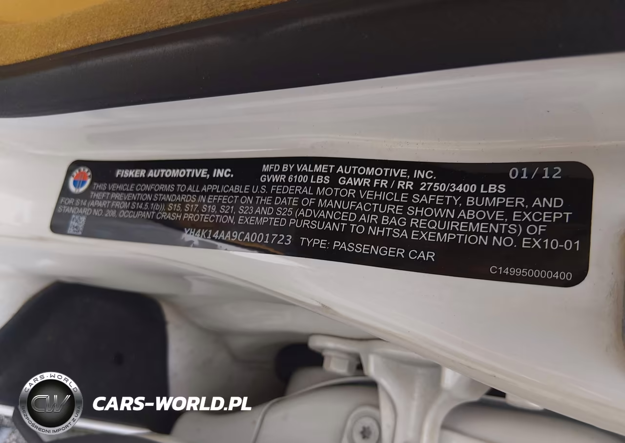 2012 Fisker Karma Ecosport VIN:YH4K14AA9CA001723 - 9