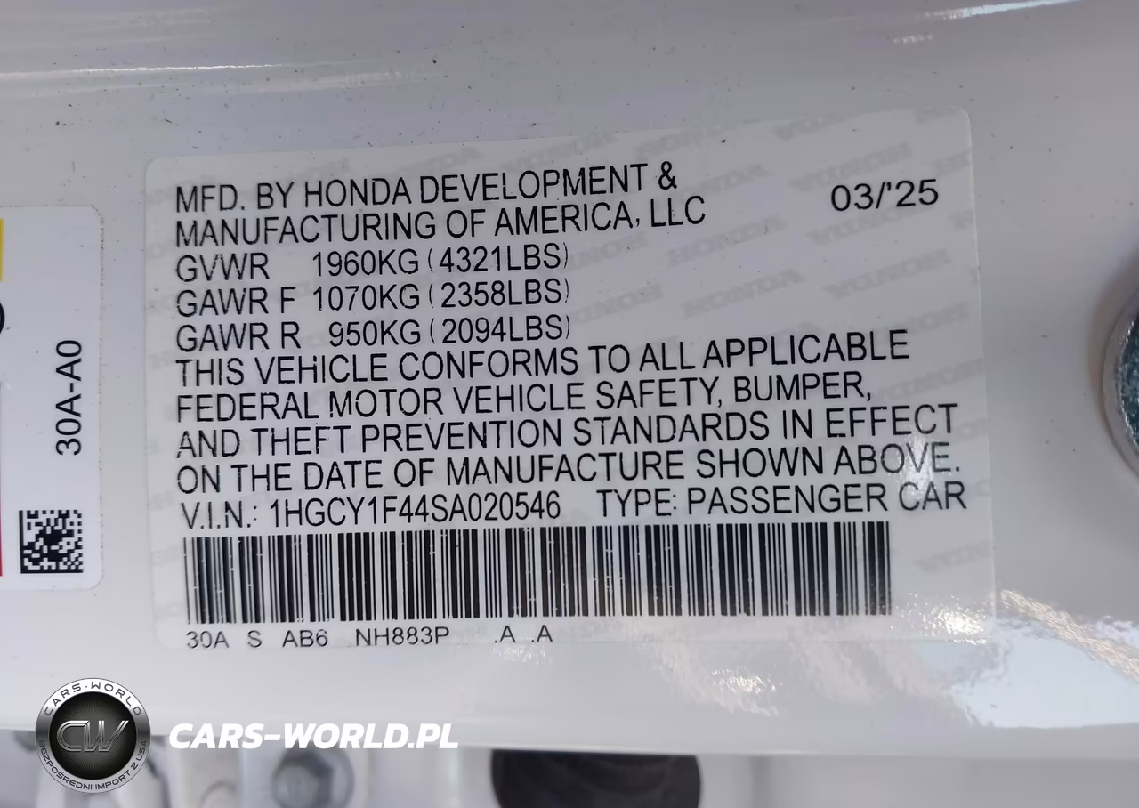 2025 Honda Accord Se VIN:1HGCY1F44SA020546 - 9