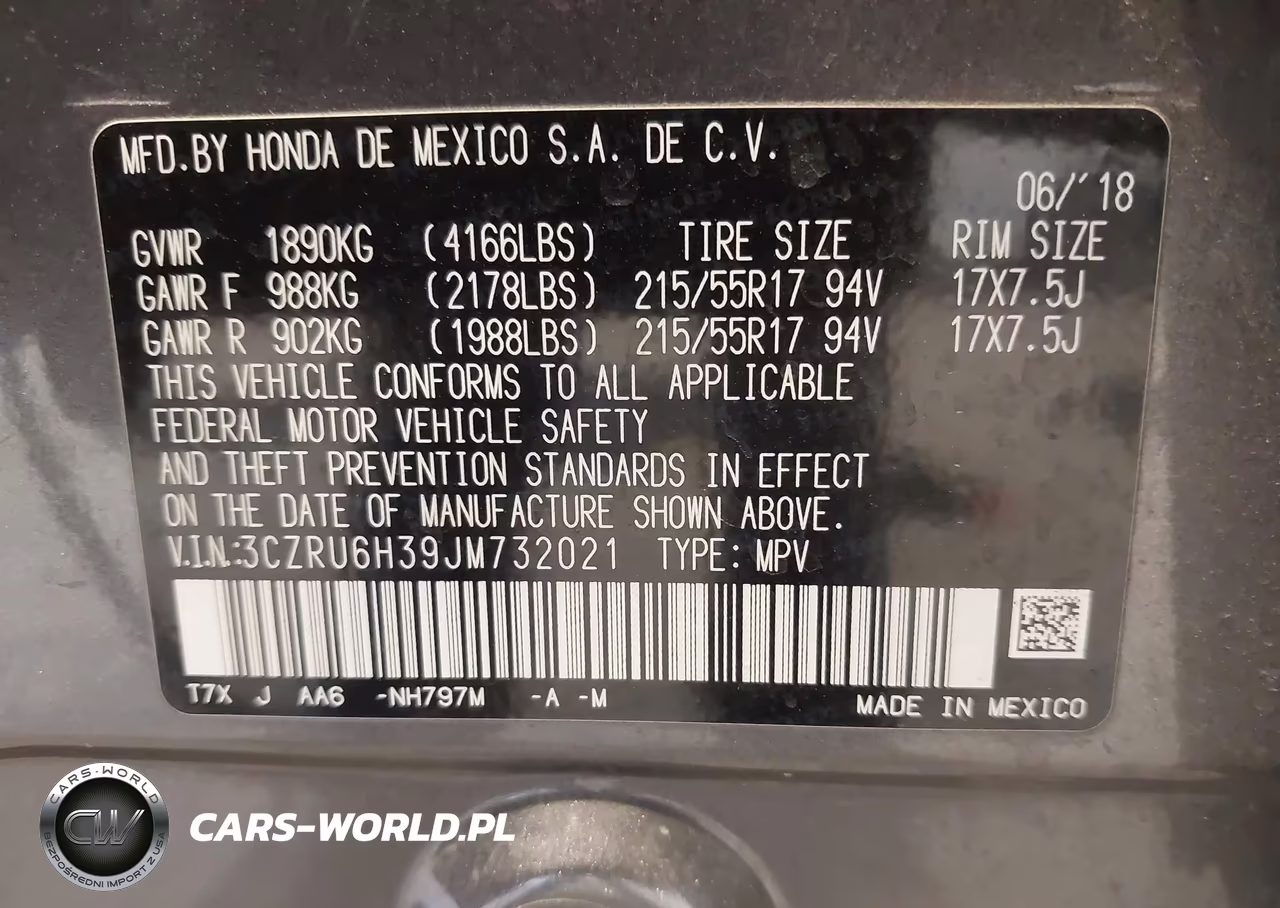 2018 Honda Hr-V Lx VIN:3CZRU6H39JM732021 - 9