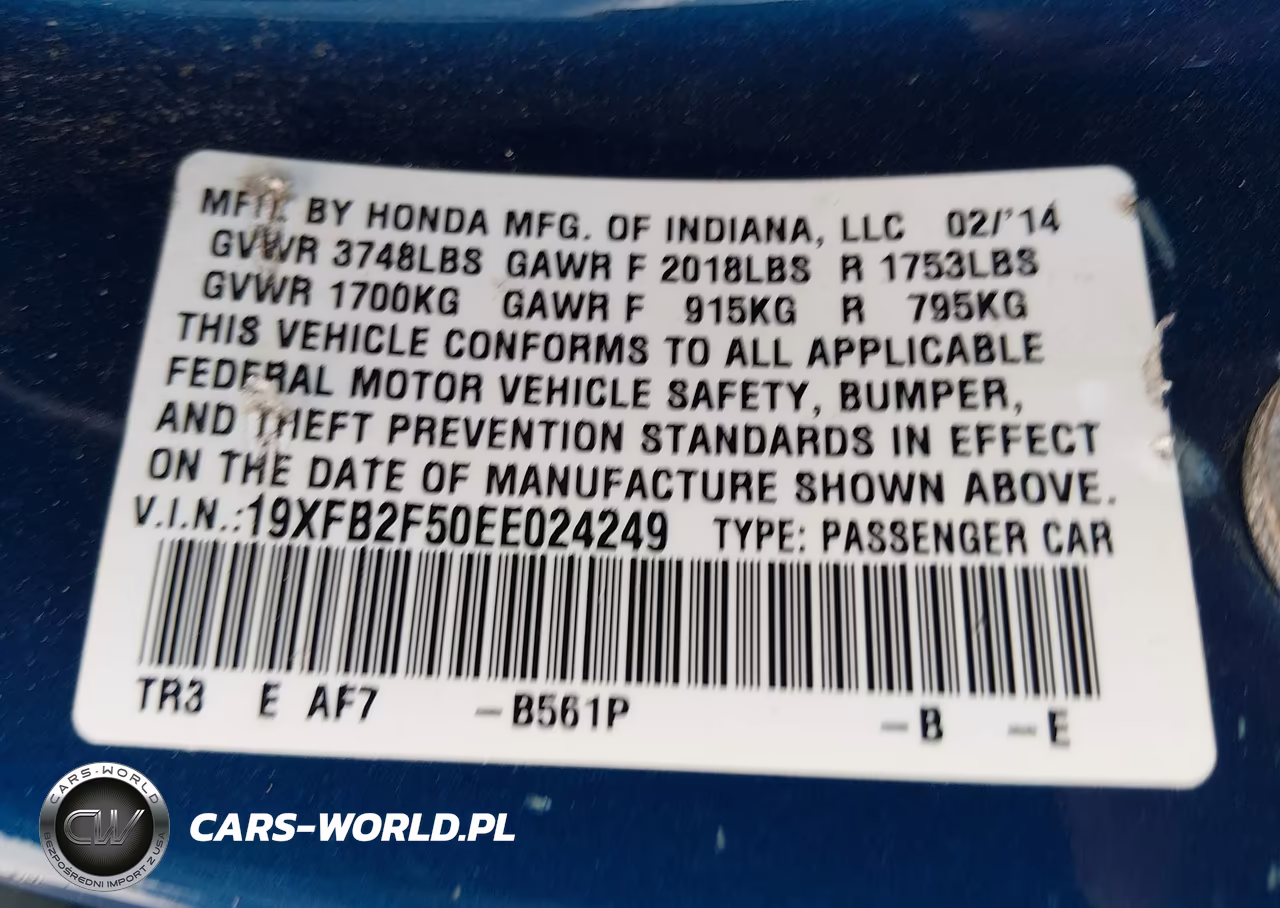2014 Honda Civic Lx VIN:19XFB2F50EE024249 - 9