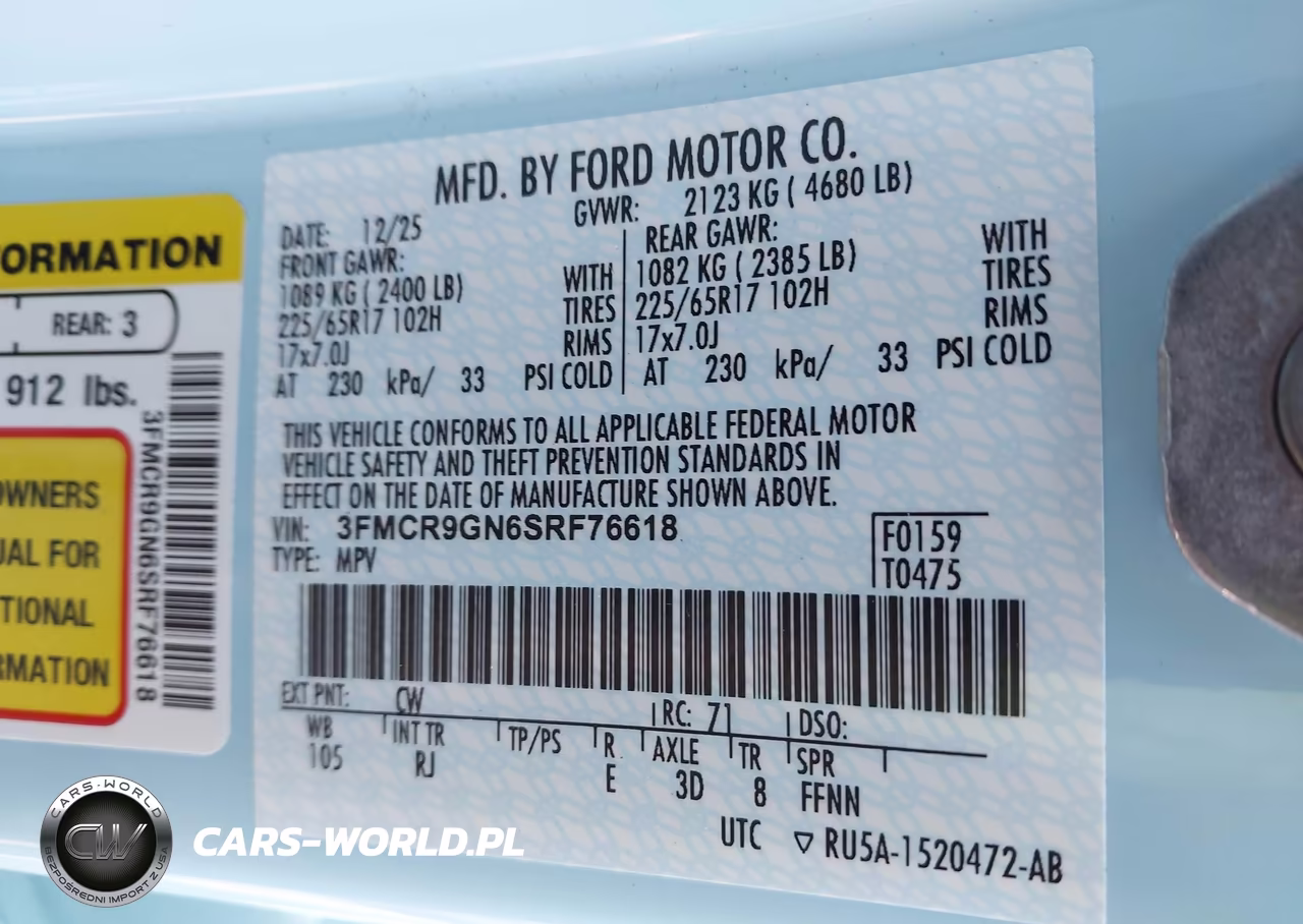2025 Ford Bronco Sport Heritage VIN:3FMCR9GN6SRF76618 - 9