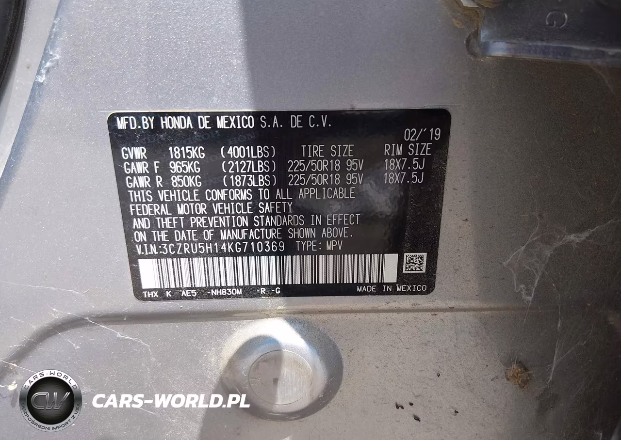 2019 Honda Hr-V Sport VIN:3CZRU5H14KG710369 - 9