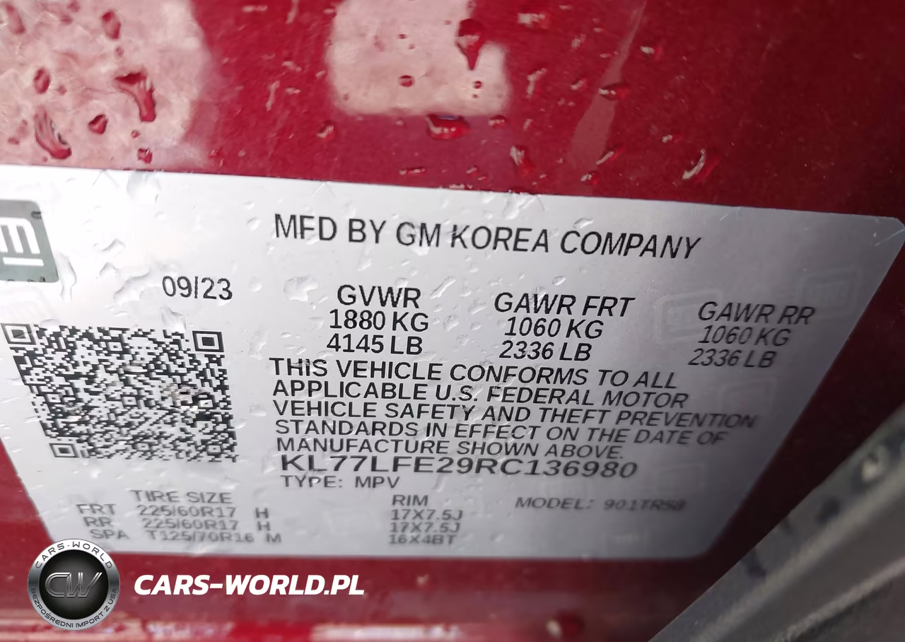 2024 Chevrolet Trax Fwd Sp VIN:KL77LFE29RC136980 - 9