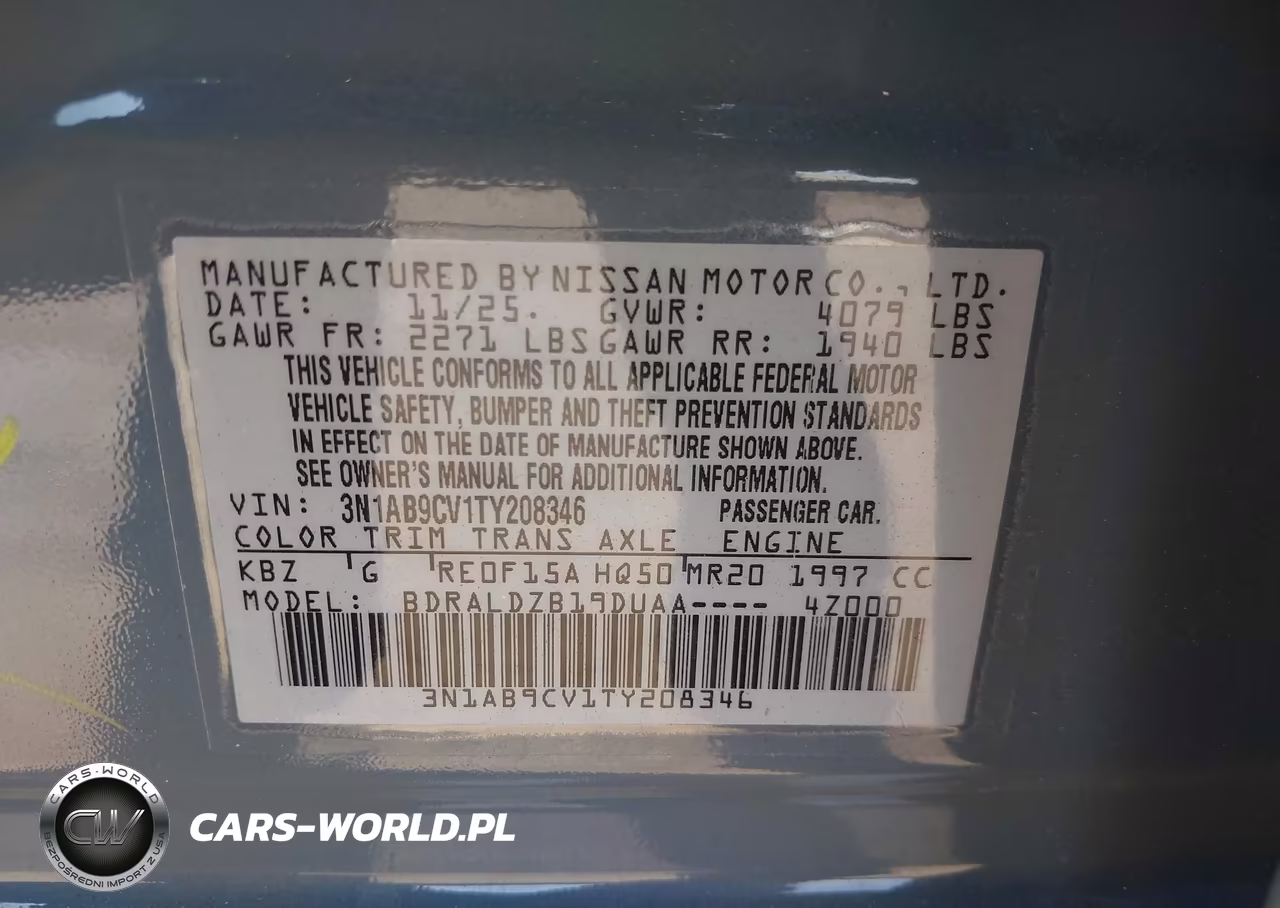 2026 Nissan Sentra Sv VIN:3N1AB9CV1TY208346 - 9