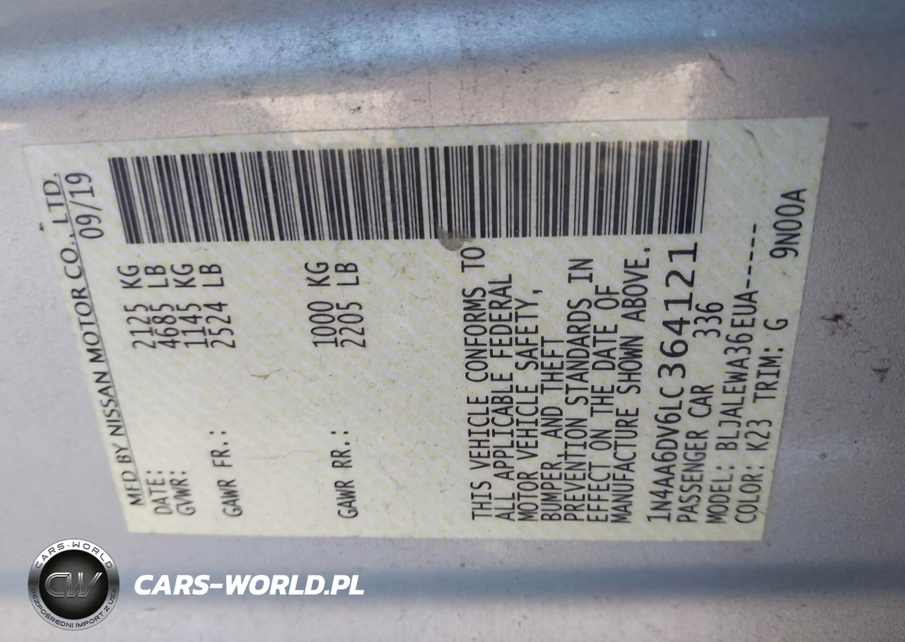 2020 Nissan Maxima Sl Xtronic Cvt VIN:1N4AA6DV6LC364121 - 9
