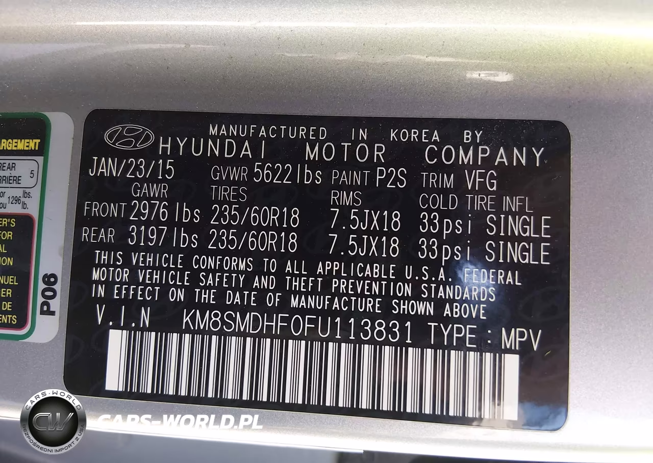 2015 Hyundai Santa Fe Gls VIN:KM8SMDHF0FU113831 - 9