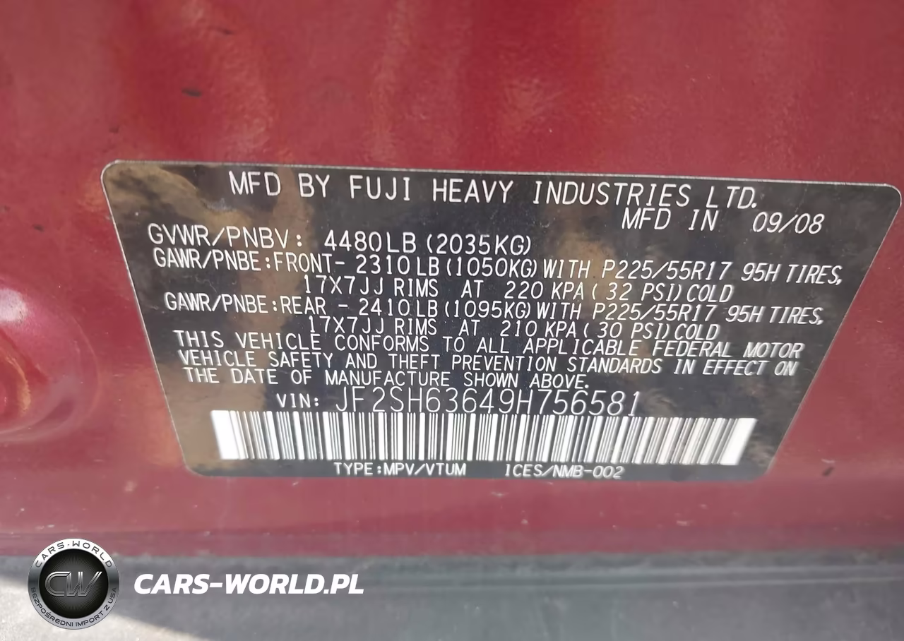 2009 Subaru Forester 2.5X VIN:JF2SH63649H756581 - 9