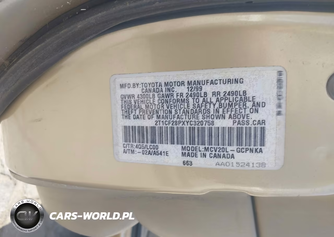 2000 Toyota Camry Solara Sle V6 VIN:2T1CF28PXYC320758 - 9
