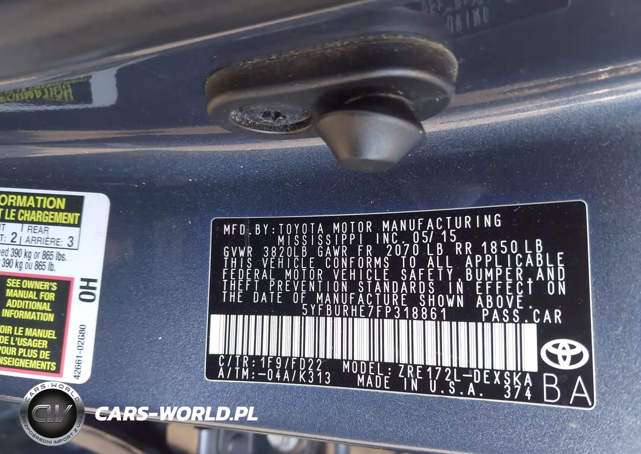 2015 Toyota Corolla S Plus VIN:5YFBURHE7FP318861 - 9
