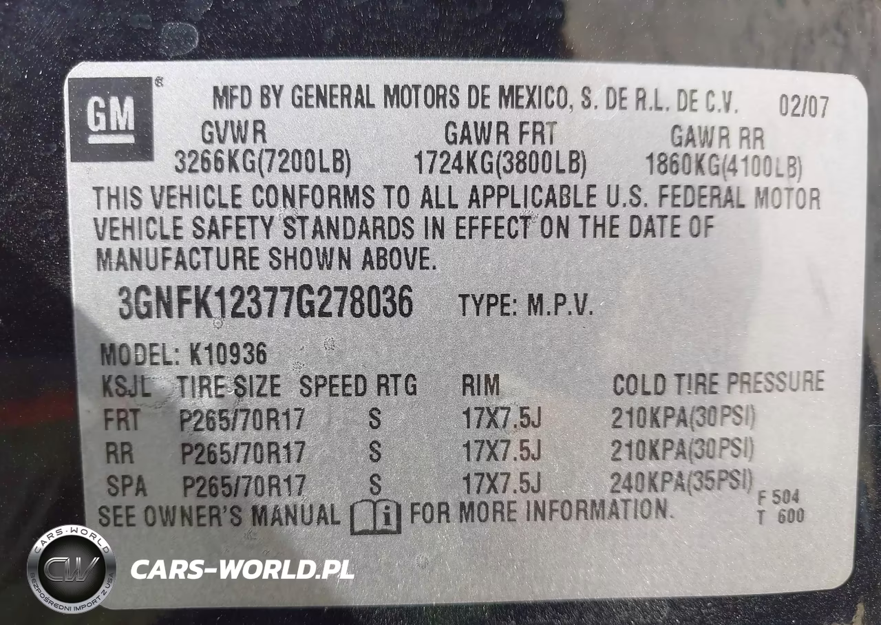 2007 Chevrolet Avalanche 1500 Lt VIN:3GNFK12377G278036 - 9