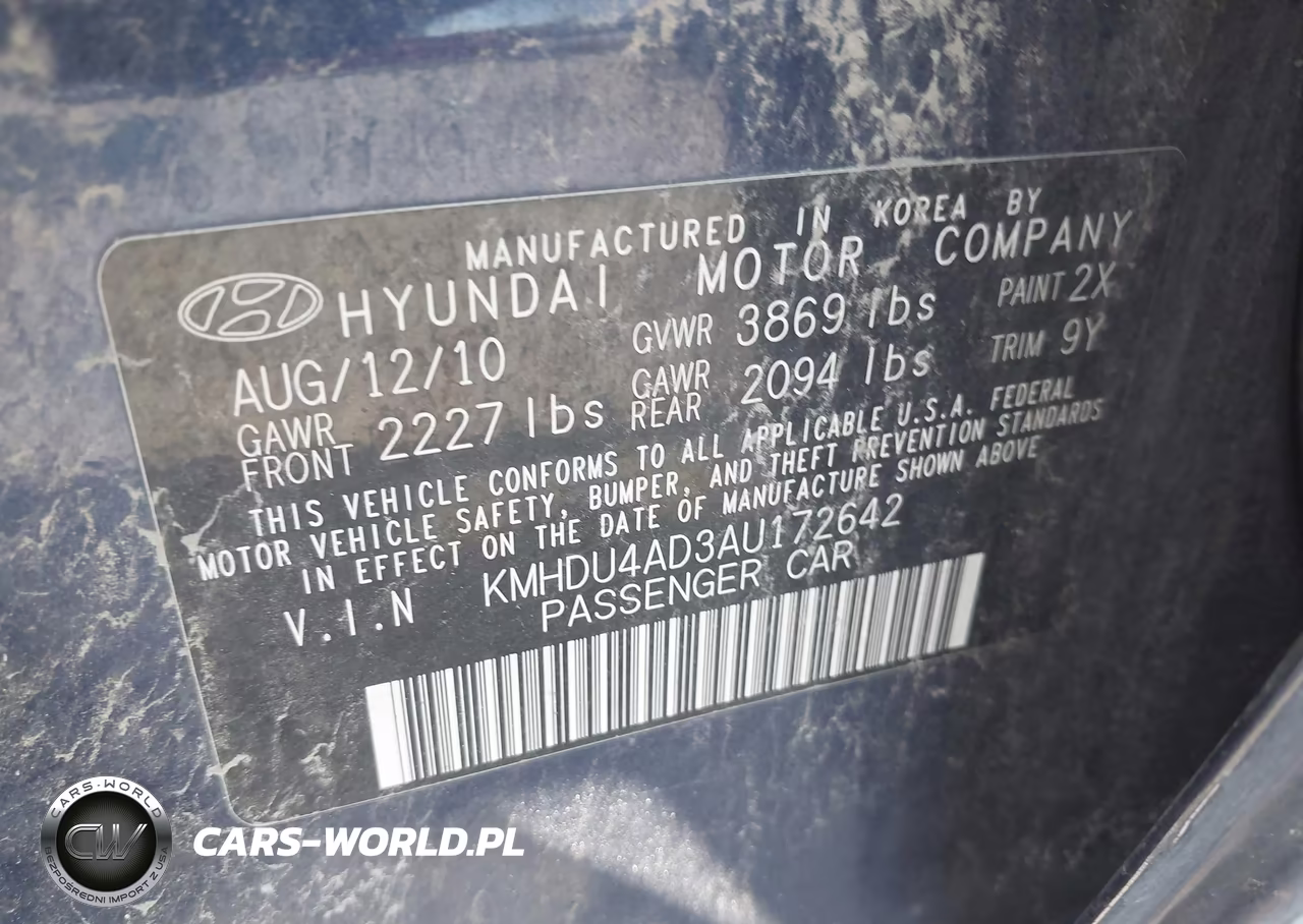 2010 Hyundai Elantra Gls VIN:KMHDU4AD3AU172642 - 9